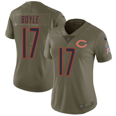 Nike Chicago Bears #17 Tim Boyle Olive Women's Stitched NFL Limited 2017 Salute To Service Jersey